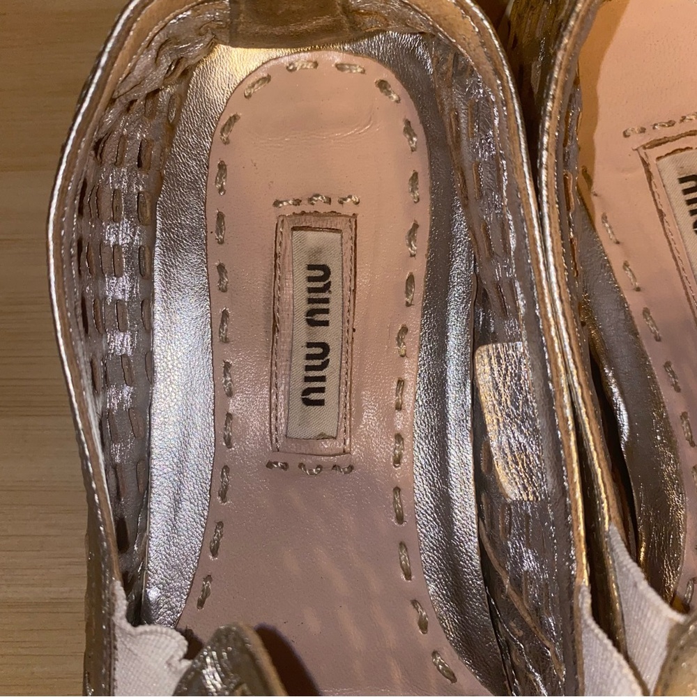 Miu Miu Womens Silver Jute Metallic Platform Sneaker Espadrille 35 EU size 6 - Picture 10 of 14